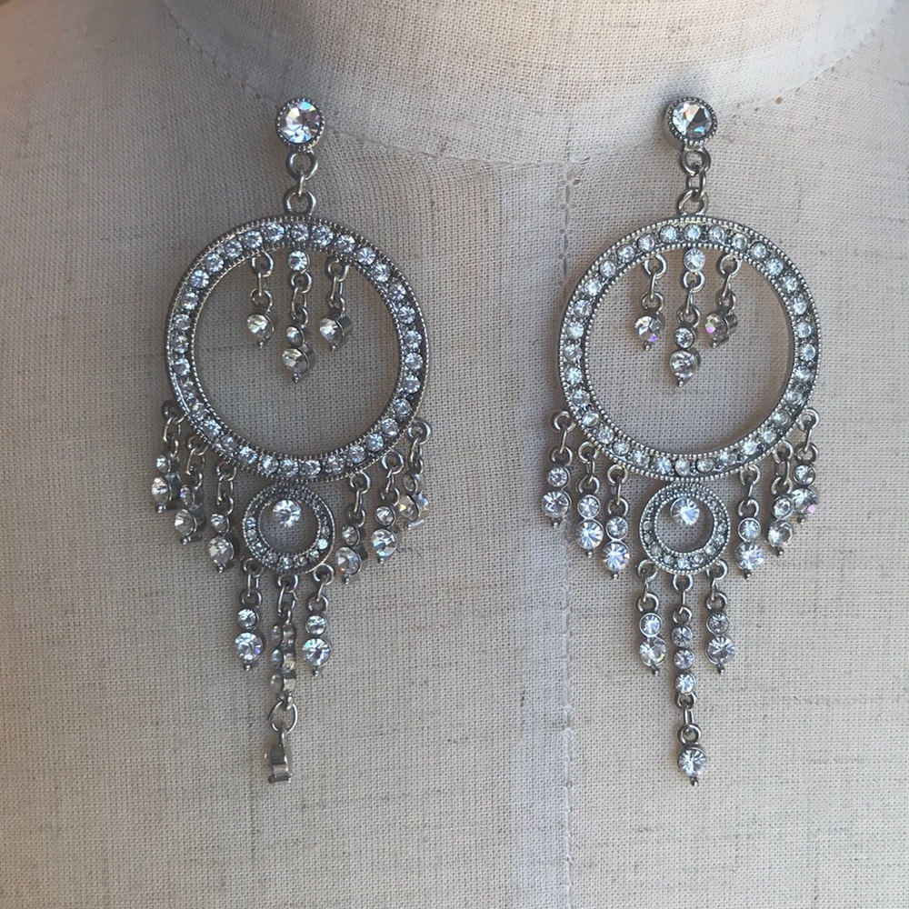 Silver crystal earrings post back